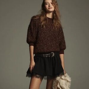 Anthropologie Maeve Chocolate Brown Open-Back Blouse